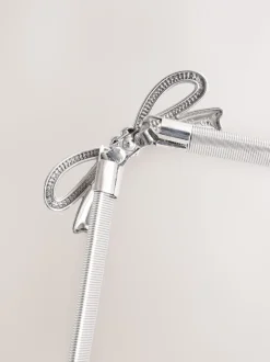 Zilverkleurige Strik - Smalle stretchriem