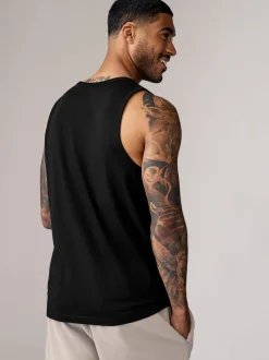 Zwart - 100% Cotton Vests 4 Pack