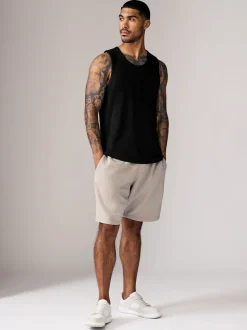 Zwart - 100% Cotton Vests 4 Pack