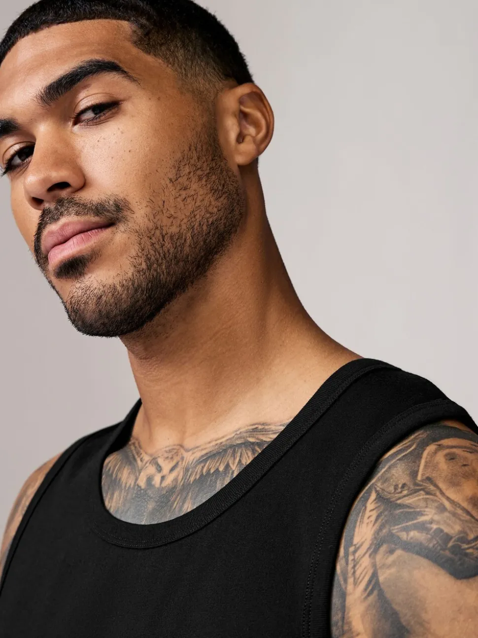 Zwart - 100% Cotton Vests 4 Pack