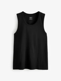 Zwart - 100% Cotton Vests 4 Pack