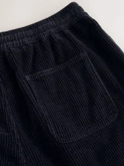 Zwart - 100% katoenen corduroy shorts met trekkoord