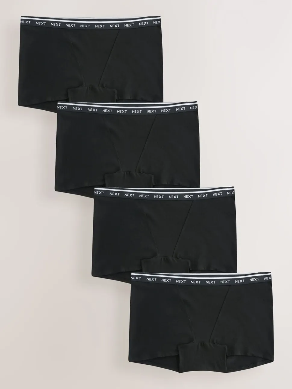 Zwart - 4 Katoenen slipjes met logotailleband