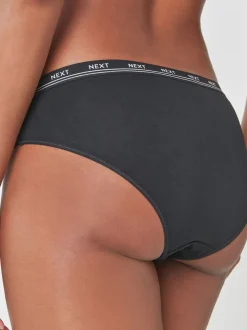Zwart - 4 Katoenen slipjes met logotailleband