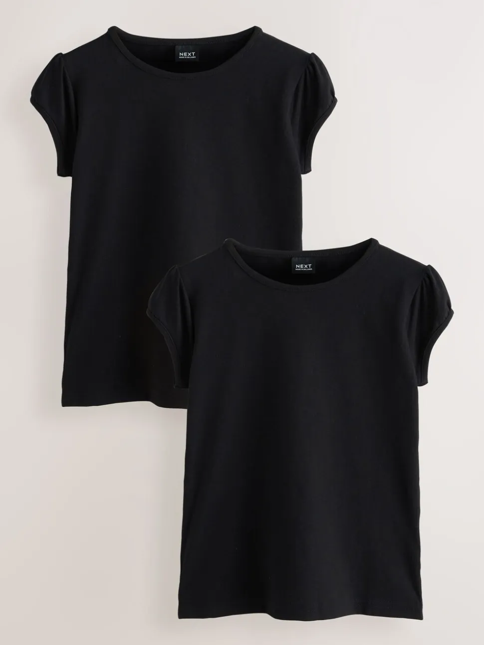 Zwart - 2 -pack T-shirts met pofmouwen (3-16jaar)