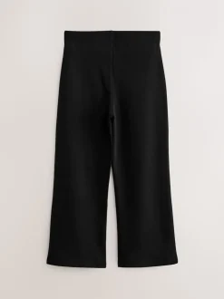 Zwart - 2 schoolbroeken met hoog aandeel katoen, stretchy, bootcut en elastische tailleband (3-17jr)