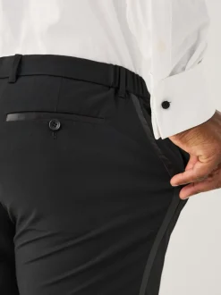 Zwart - Aansluitend - Motionflex Textured Tuxedo Trousers With Side Tape