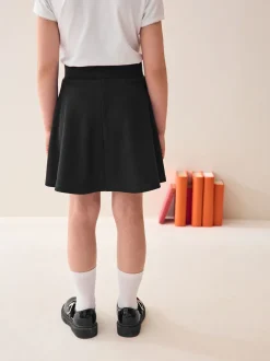 Zwart - Aantrekskirt voor school met jersey stretch (3-17jr)