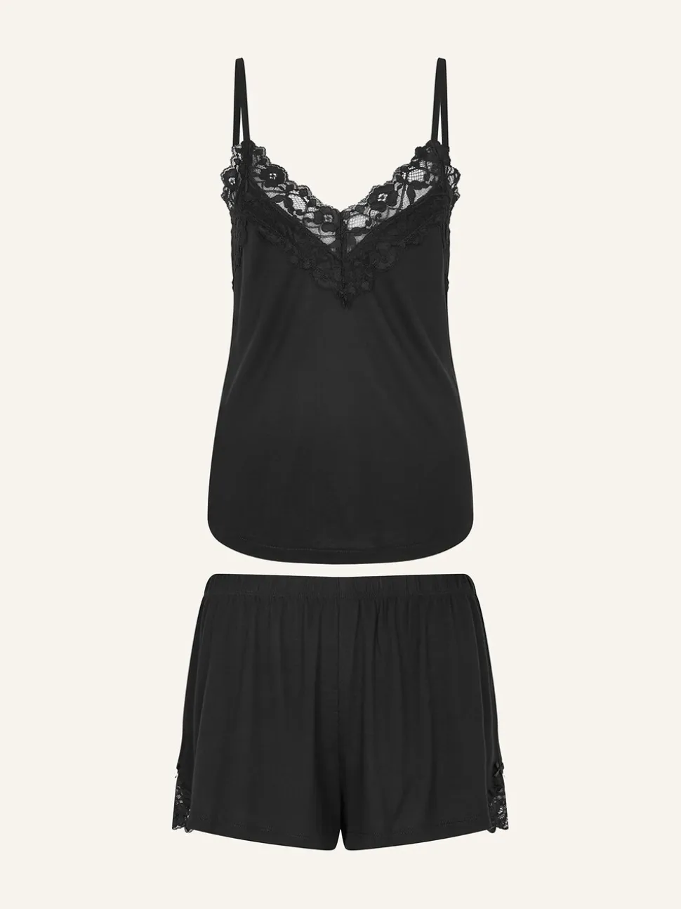 Zwart - Accessorize - Korte pyjama met kanten randje