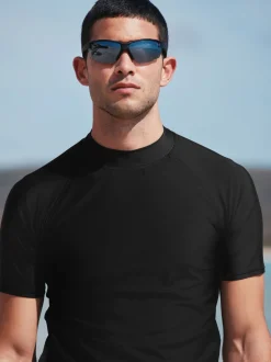 Zwart - Actief rash vest met korte mouwen