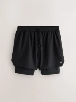 Zwart - Active 2-In-1 Shorts 2 Pack
