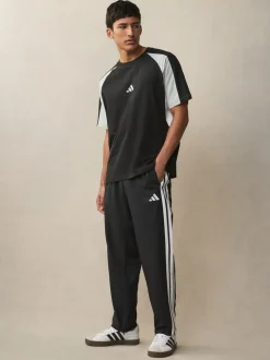 Zwart - adidas Essentials 3-Strepen Stanford joggingbroek met open zoom