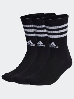 Zwart - adidas 3-strepen lange sokken 3 stuks
