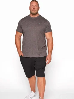 Zwart - BadRhino Big & Tall Stretch Elasticated Waist Chinos Shorts