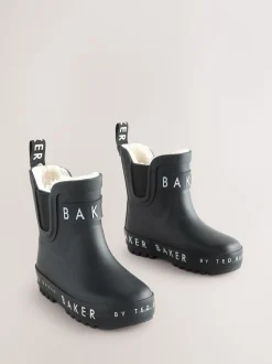Zwart - Baker by Ted Baker - gevoerde regenlaarzen van imitatiebont voor jongens