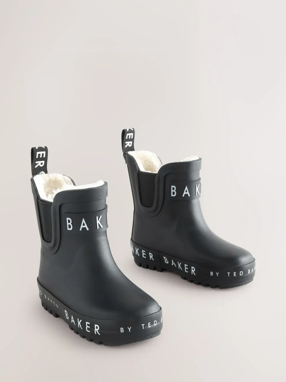 Zwart - Baker by Ted Baker - gevoerde regenlaarzen van imitatiebont voor jongens