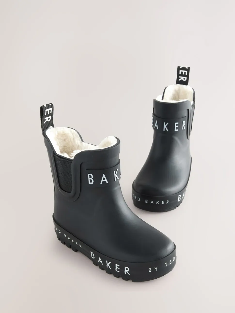 Zwart - Baker by Ted Baker - gevoerde regenlaarzen van imitatiebont voor jongens