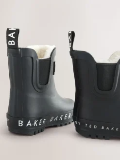Zwart - Baker by Ted Baker - gevoerde regenlaarzen van imitatiebont voor jongens