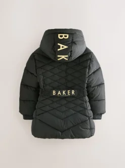 Zwart - Baker by Ted Baker - Regenbestendige halfzware gevoerde jas met ceintuur