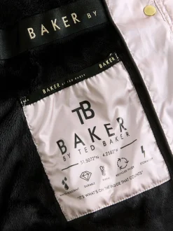 Zwart - Baker by Ted Baker - Regenbestendige halfzware gevoerde jas met ceintuur