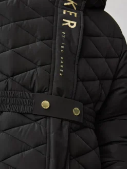 Zwart - Baker by Ted Baker - Regenbestendige halfzware gevoerde jas met ceintuur