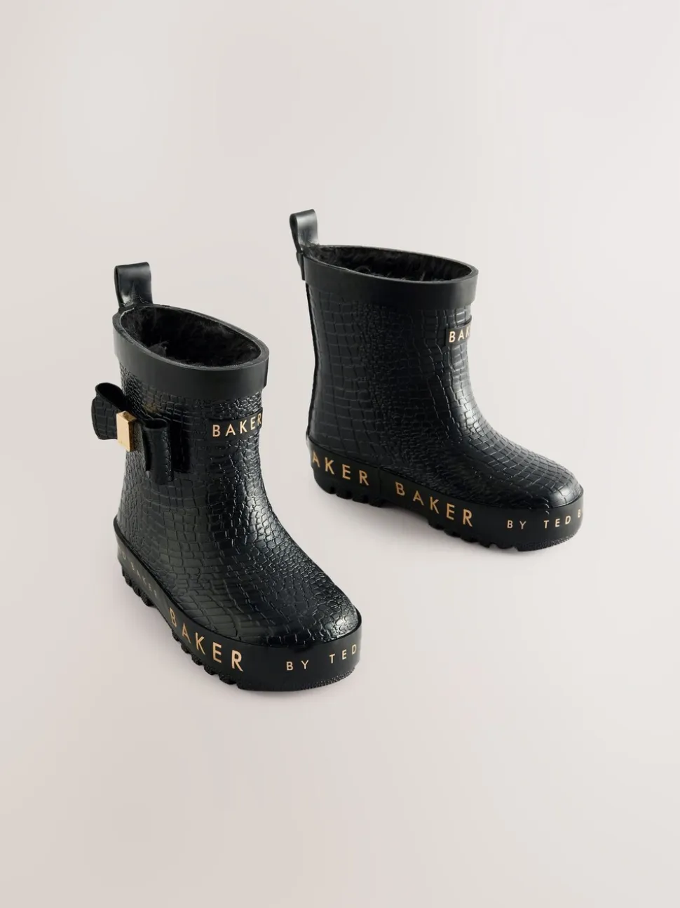 Zwart - Baker by Ted Baker Girls Faux Fur Lined Welly Boots with Bow