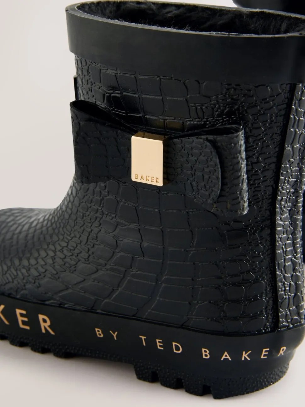 Zwart - Baker by Ted Baker Girls Faux Fur Lined Welly Boots with Bow