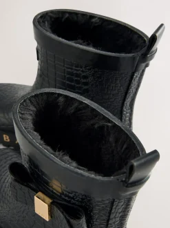 Zwart - Baker by Ted Baker Girls Faux Fur Lined Welly Boots with Bow