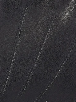 Zwart - Barbour® - Leren handschoenen met imitatiebontrand