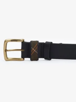 Zwart - Barbour® Esk Leren Tartan Riem