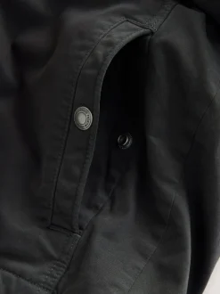 Zwart - Borg Lined Zip Through Funnel Jacket