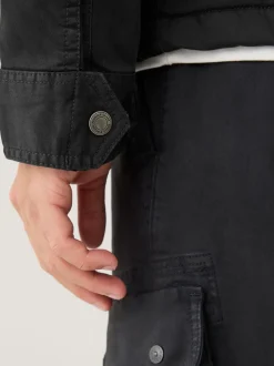 Zwart - Borg Lined Zip Through Funnel Jacket