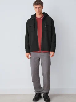 Zwart - Borg overshirt met fleecevoering