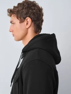 Zwart - Borg overshirt met fleecevoering