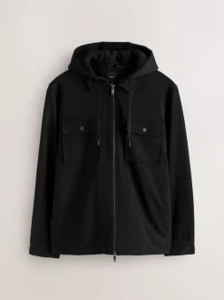 Zwart - Borg overshirt met fleecevoering