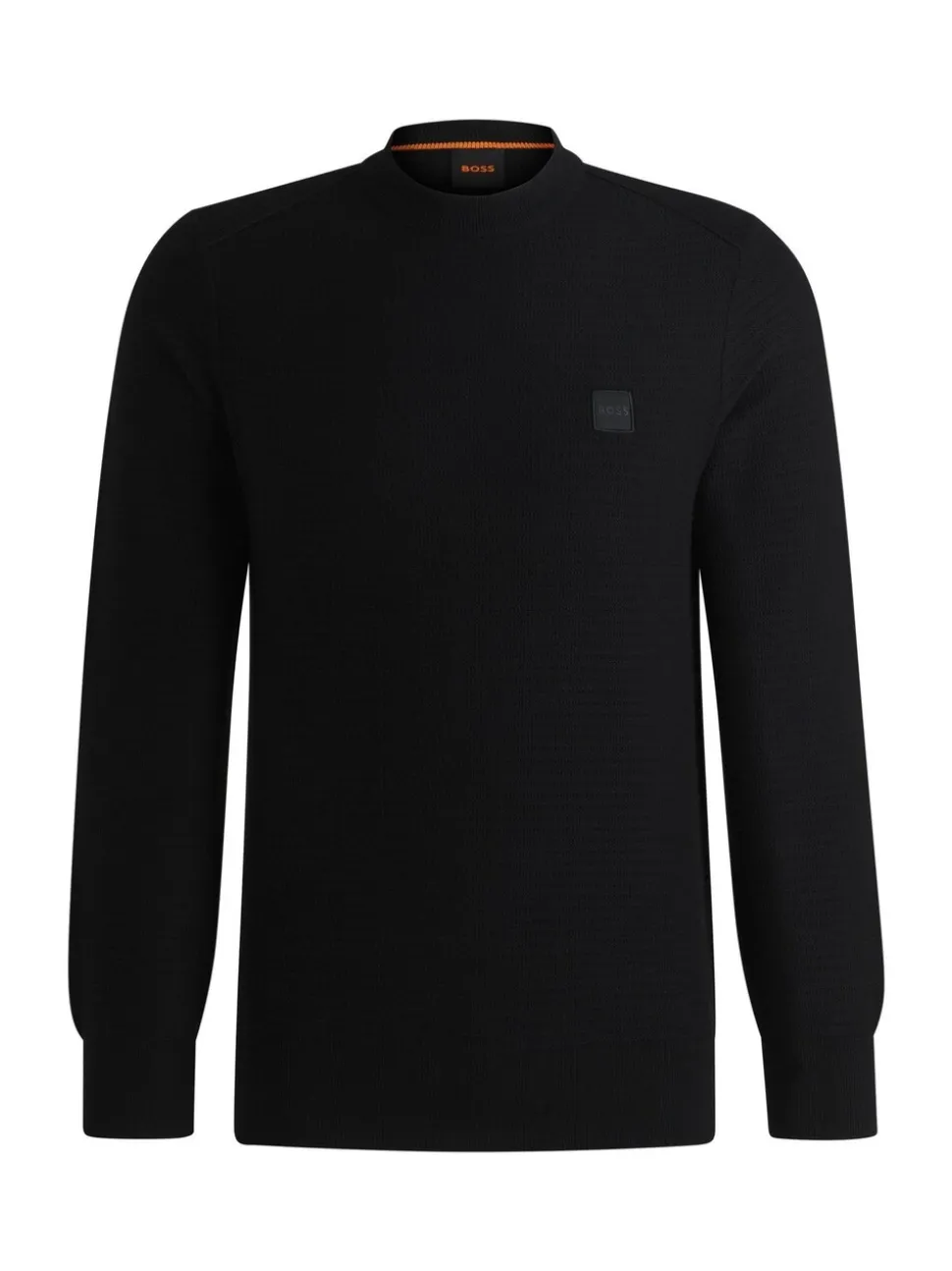 Zwart - BOSS Anion Regular Fit gebreide trui van kasjmierblend met logopatch