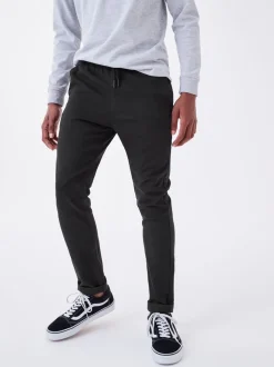 Zwart - Broek met geribde elastische taille (3-16 jr)