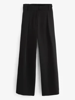 Zwart - Broek met wijde pijpen en elastiek in de achterkant