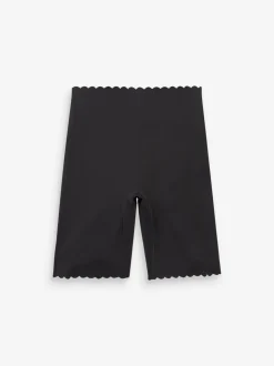 Zwart - Buik- en dijcorrigerende slip met geschulpte rand