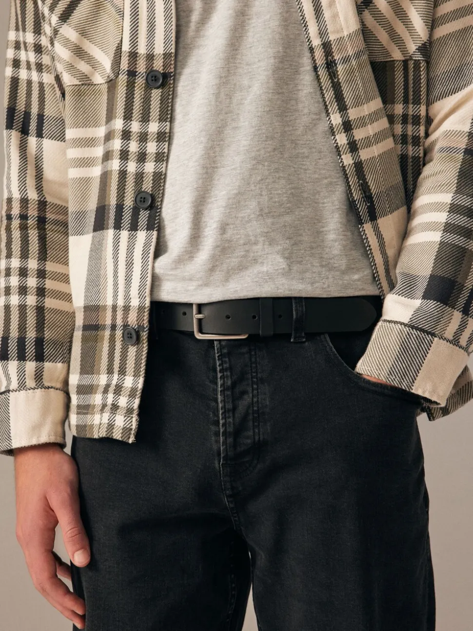 Zwart - Burnished Leather Belt
