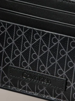 Zwart - Calvin Klein Allover Monogram Logo Card Holder