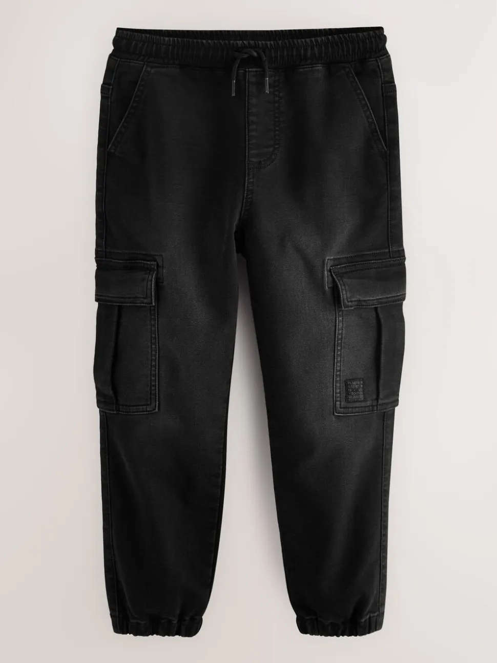 Zwart - Cargo jeans met elastische taille (3-16 jr)