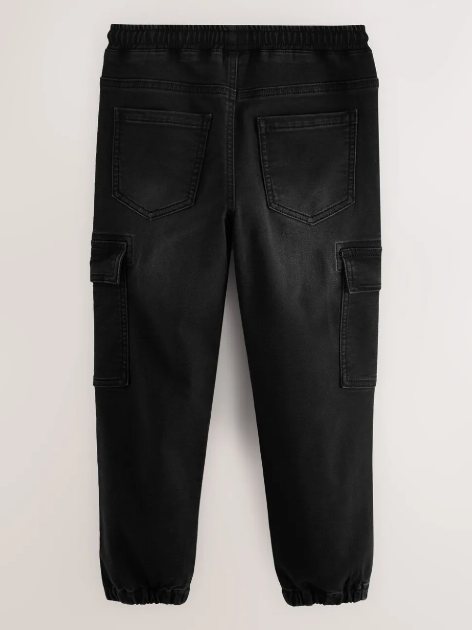 Zwart - Cargo jeans met elastische taille (3-16 jr)