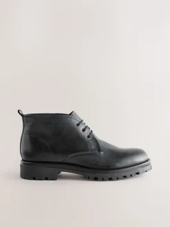 Zwart - Chunky Leather Chukka Boots