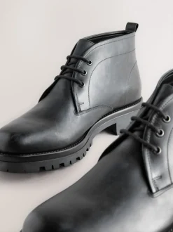 Zwart - Chunky Leather Chukka Boots