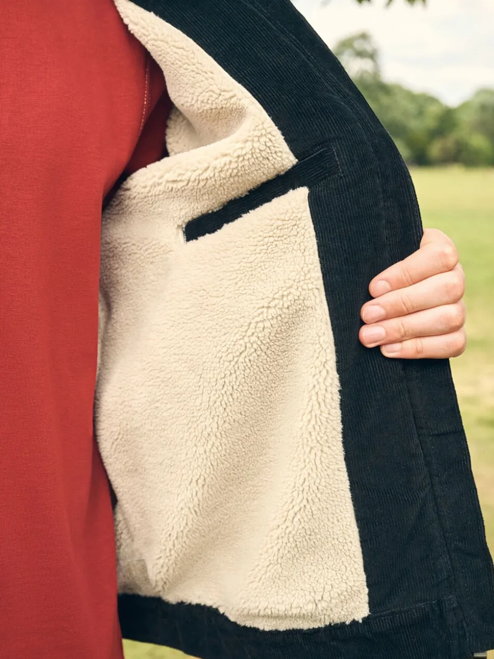 Zwart - Corduroy Borg Lined Jacket