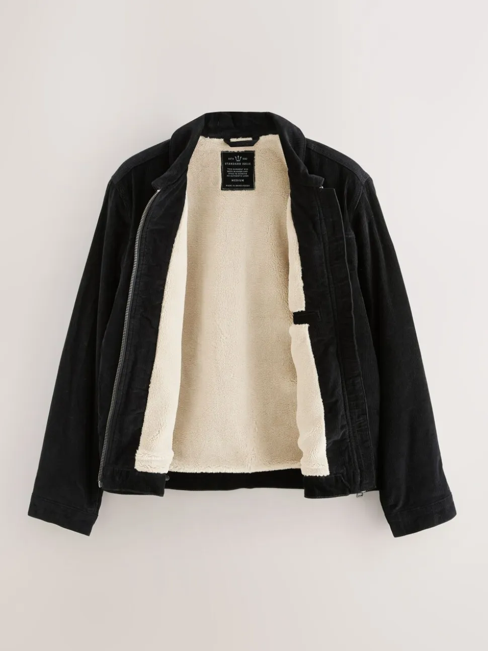 Zwart - Corduroy Borg Lined Jacket