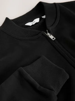 Zwart - Cotton Rich Full Zip Jersey Bomber Jacket