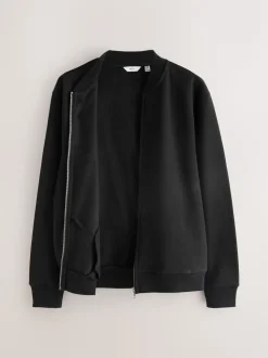 Zwart - Cotton Rich Full Zip Jersey Bomber Jacket