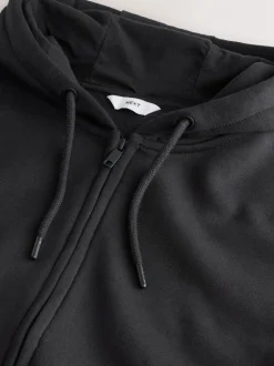 Zwart - Cotton Rich Heavyweight Jersey Full Zip Hoodie